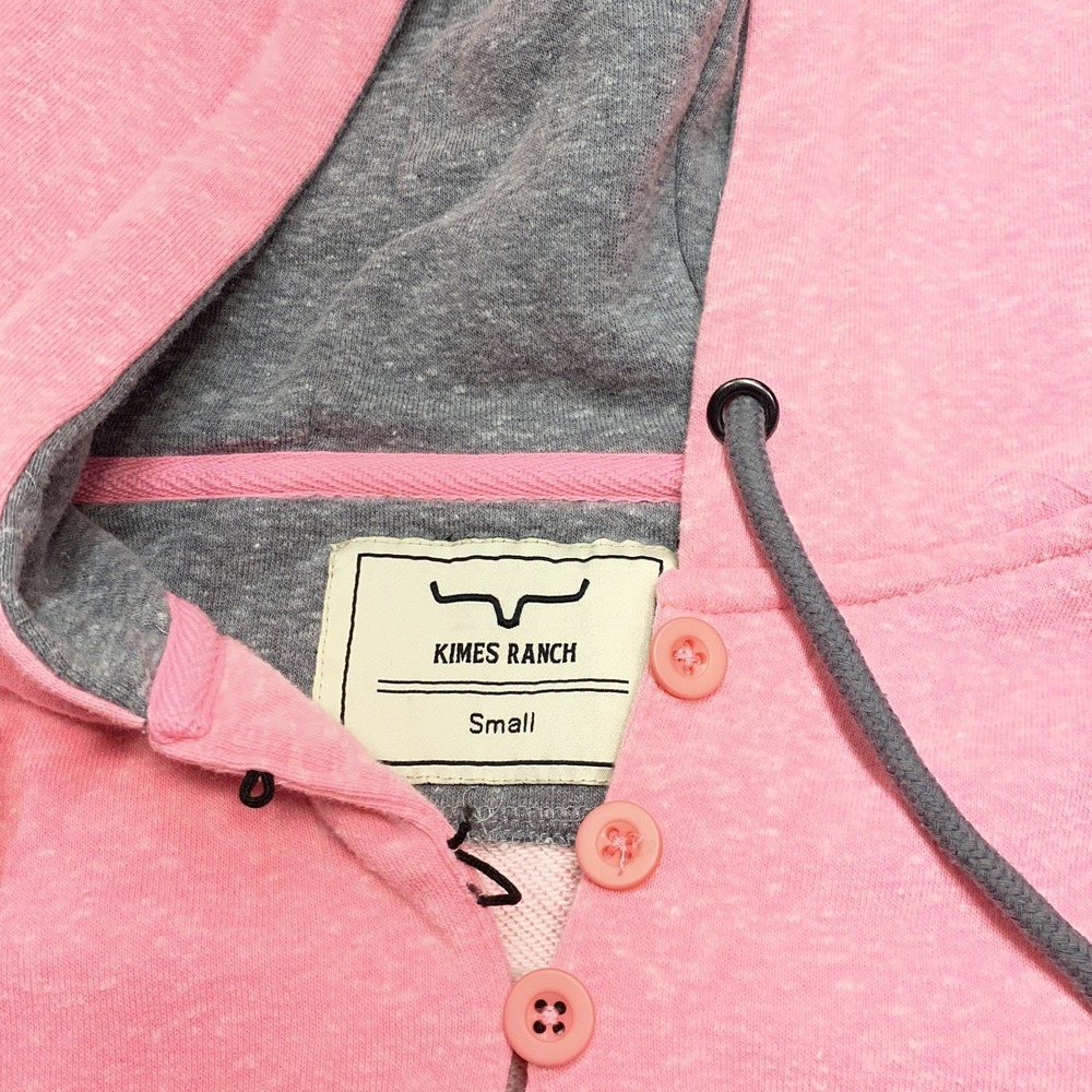 Kimes Ranch Hoodie Womens Small Pink Fleece Henley Western Logo Graphic Pullover - Picture 4 of 6